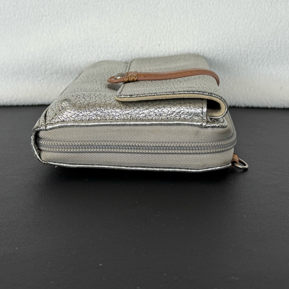 The Sak Convertible Wallet/Clutch in Metallic Silver with Tan Leather Accent - Picture 5 of 7